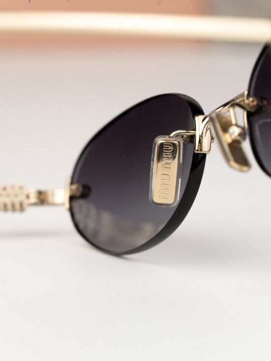 Miu Miu Women Sunglasses Old Gold Grey Gradient Oval MUA54S ZVN5D1 NEW AUTHENTIC